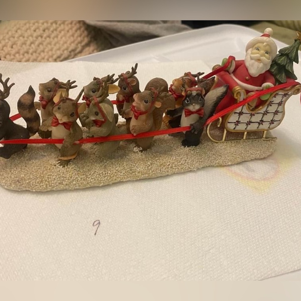 Whispering Tails Santa Sleigh Christmas Decor